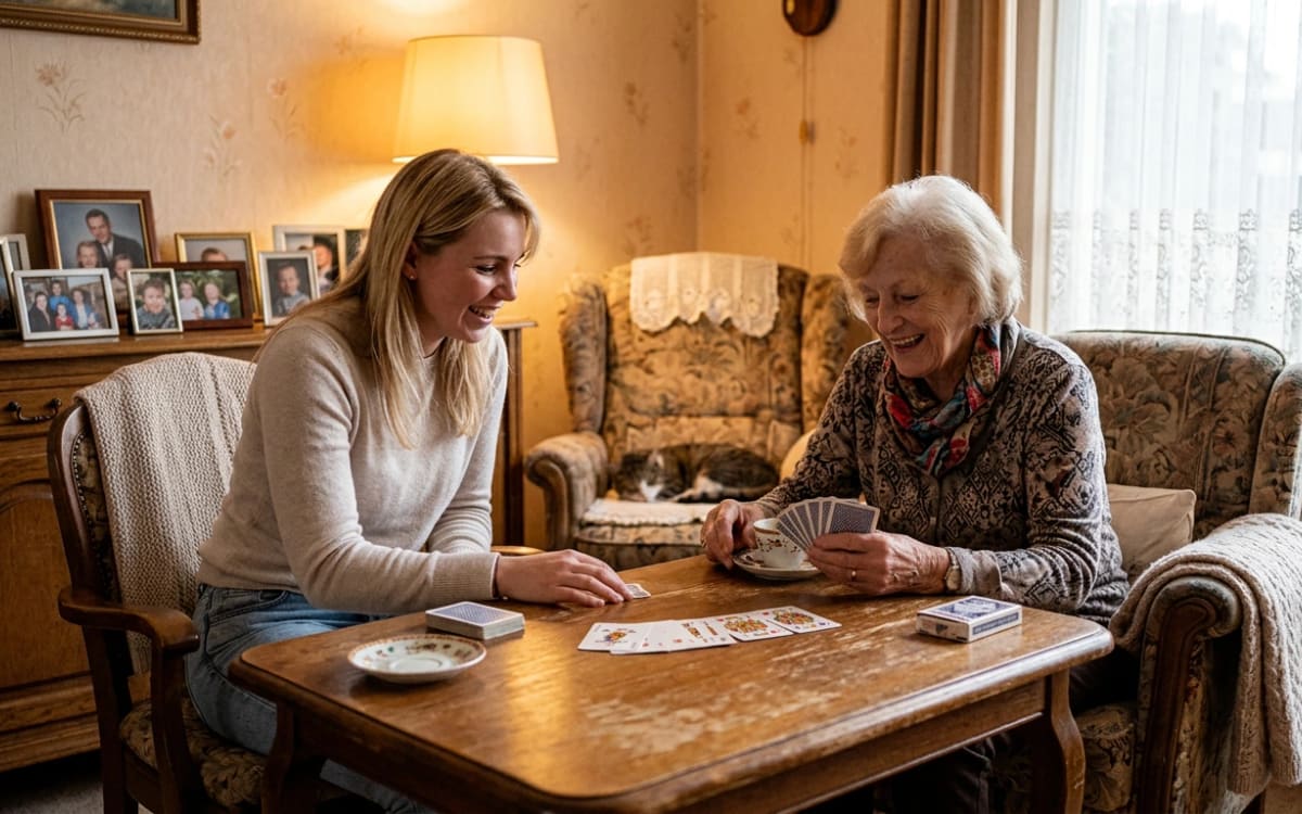 Kaartspel aan tafel als geheugenactiviteit